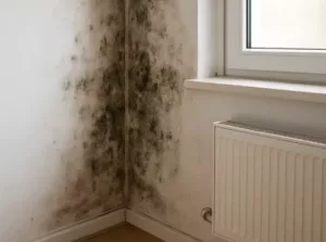 mur avec moisissure dans une maison